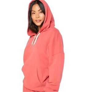 Outerknown Second Spin Hoodie Recycled Organic Cotton NWT Coral Red  Womens Lrg